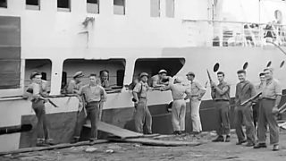 World War II Video of Captured Japanese Soldiers from Hospital Ship Tachibana Maru Tachibana Maru ship and guards