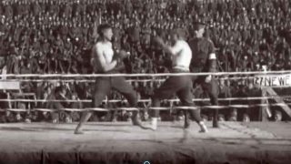 U.S. Army soldiers box during World War I Two soldiers boxing during World War I